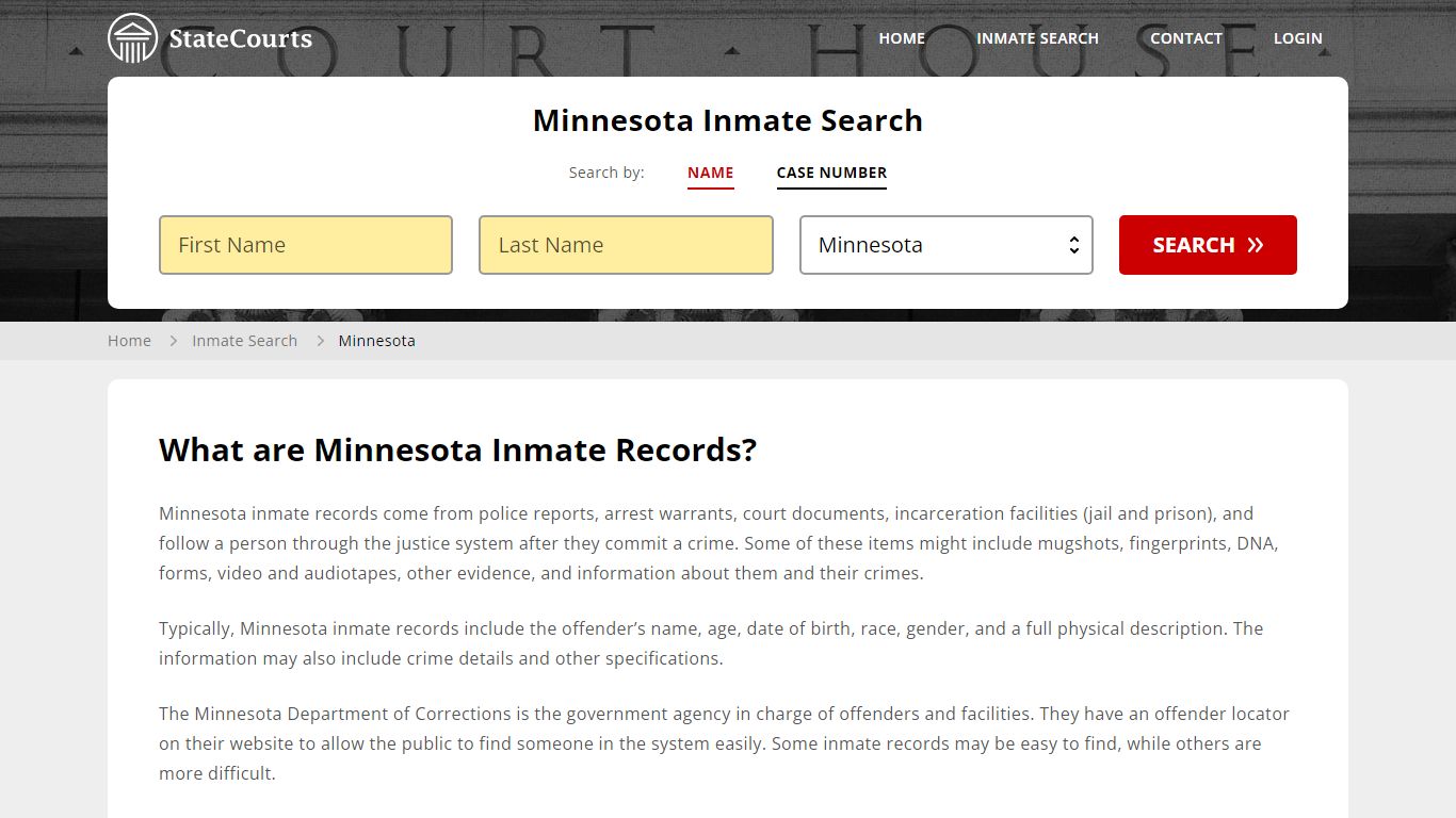 Minnesota Inmate Search, Prison and Jail Information - StateCourts